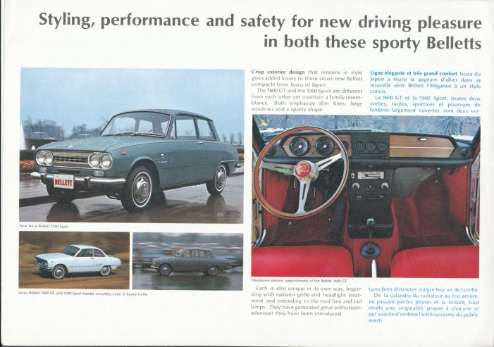 1967 Isuzu Bellett 1600GT and 1500S CMI LHD brochure - 4-pages - 02.jpg