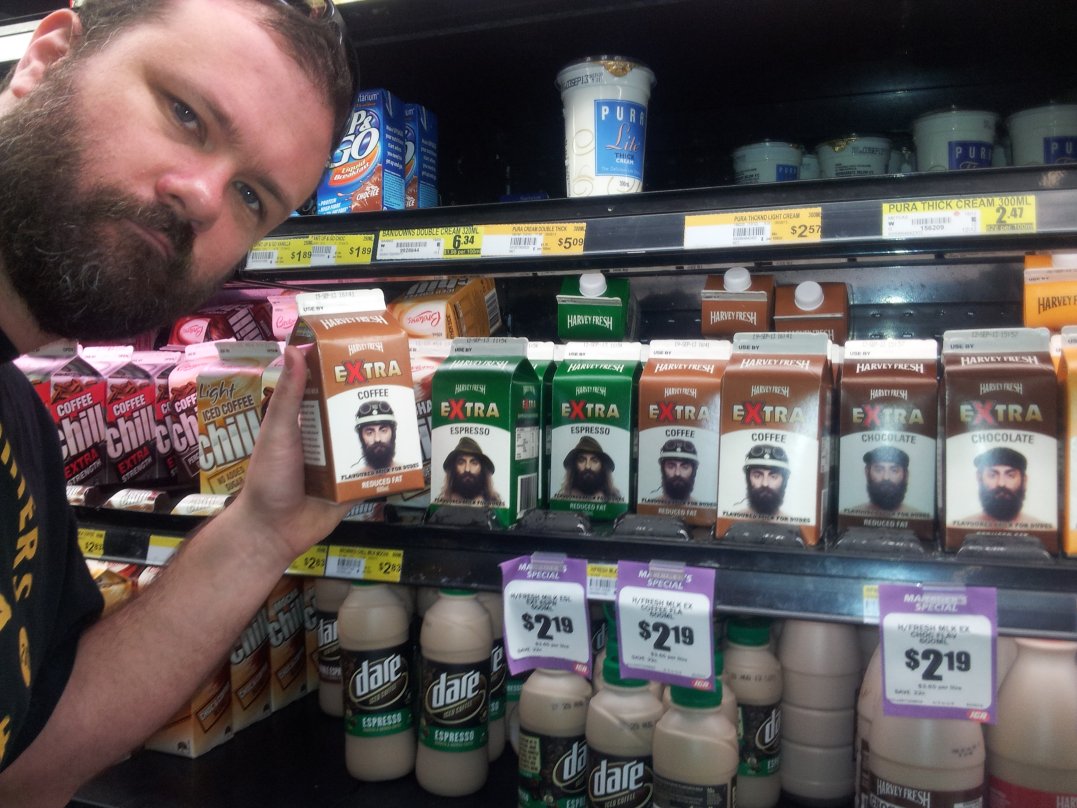 25 August - 01 - Mullaloo - Koorana Rd - Mullaloo IGA - Dave with beardy iced coffee.jpg