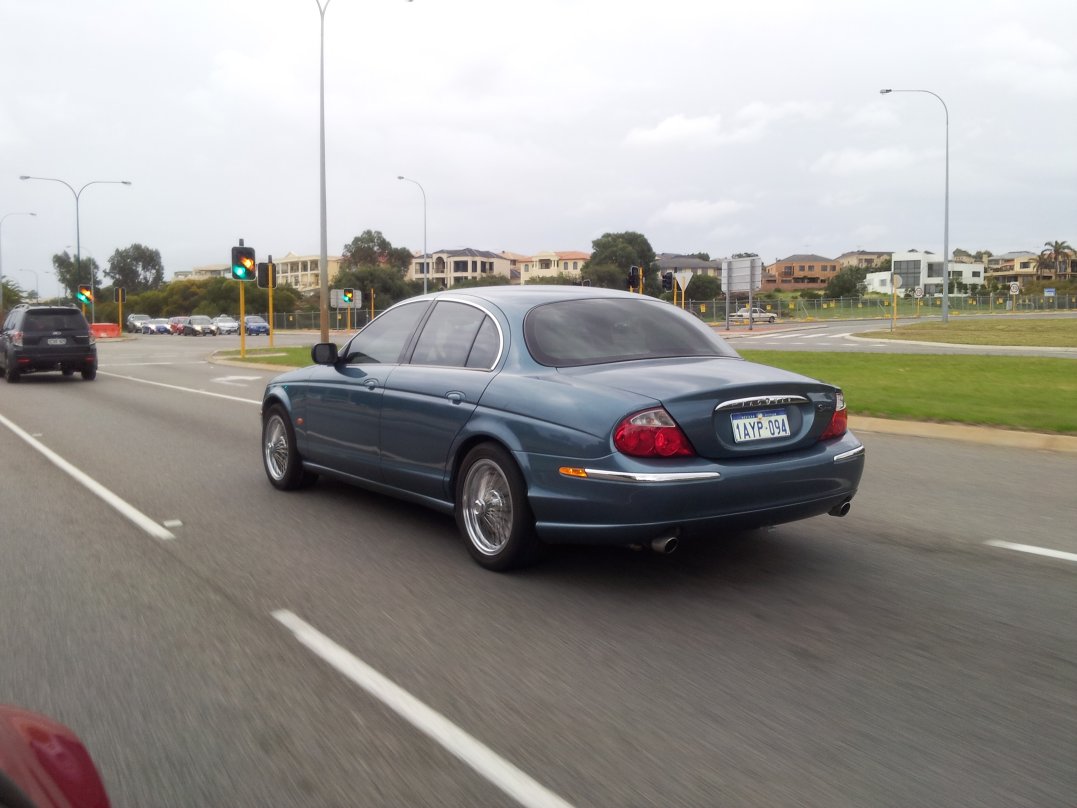 25 August - 04 - unknown location - Jaguar S-Type with big wire wheels.jpg