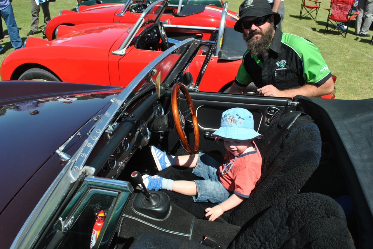 MG Midget - Sarah's old car - 02 - with Dave and Joseph.JPG